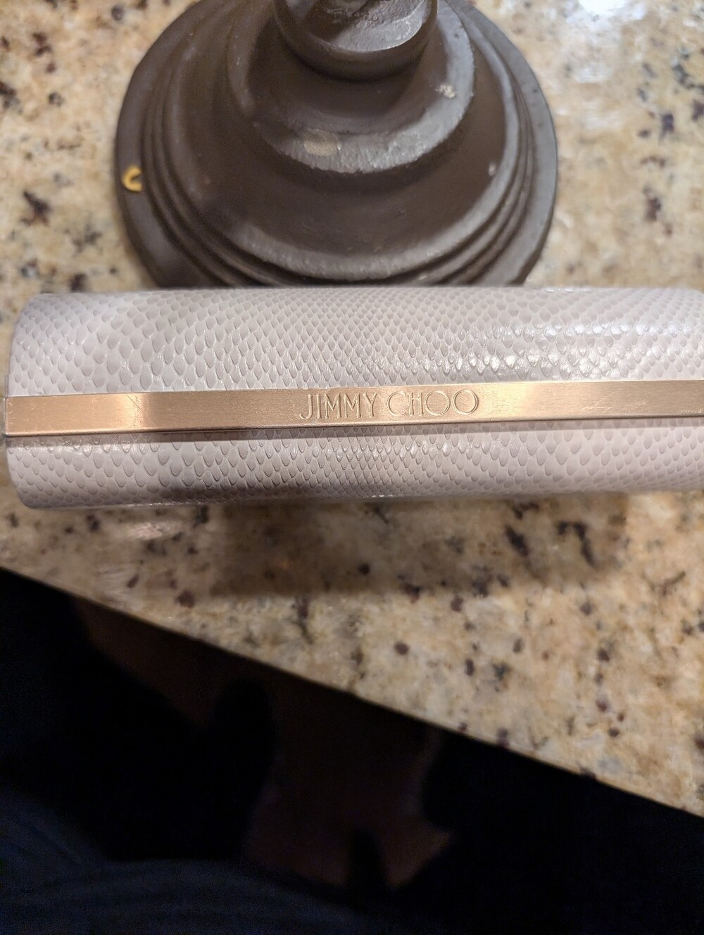 Jimmy Choo Glasses Case Cream Gold Accents